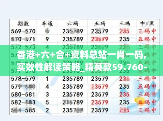 香港+六+合+资料总站一肖一码,实效性解读策略_精英款59.760-1